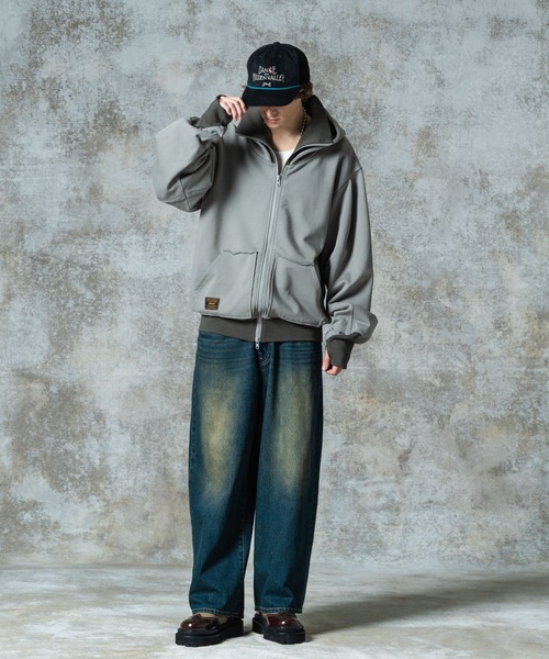 PAMEO POSE セパレートスプレイフーディ　レイヤードパーカー　グレー どこで 買える かファッション - PAMEO POSE セパレートスプレイ