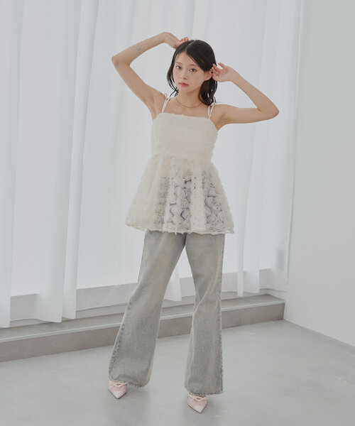 Chico（チコ）の「【SALON by Chico】シアーリボンポインテッドミュール（パンプス・レディース・ブラック/アイボリー・MEDIUM/LARGE/SMALL）」の7枚目の写真