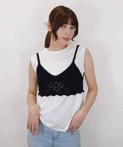 Reurie'（レウリィ）の「【先行販売】レースニットビスチェ／lace knit bustier　ベージュ　ブラック　夏　カジュアル（その他トップス・レディース・ブラック/ベージュ・FREE）」の14枚目の写真