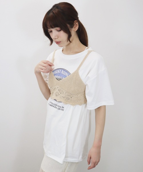 Reurie'（レウリィ）の「【先行販売】レースニットビスチェ／lace knit bustier　ベージュ　ブラック　夏　カジュアル（その他トップス・レディース・ブラック/ベージュ・FREE）」の7枚目の写真