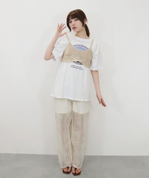 Reurie'（レウリィ）の「【先行販売】レースニットビスチェ／lace knit bustier　ベージュ　ブラック　夏　カジュアル（その他トップス・レディース・ブラック/ベージュ・FREE）」の16枚目の写真