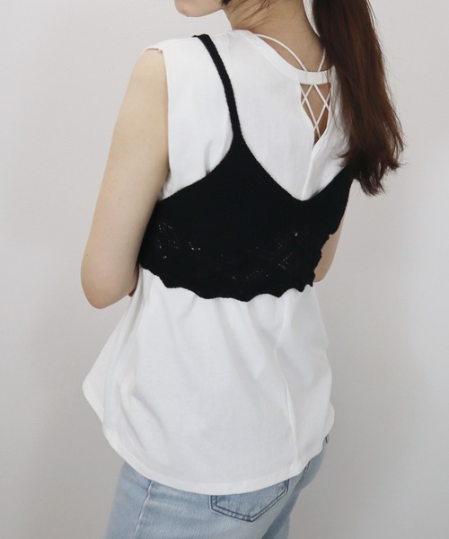 Reurie'（レウリィ）の「【先行販売】レースニットビスチェ／lace knit bustier　ベージュ　ブラック　夏　カジュアル（その他トップス・レディース・ブラック/ベージュ・FREE）」の22枚目の写真