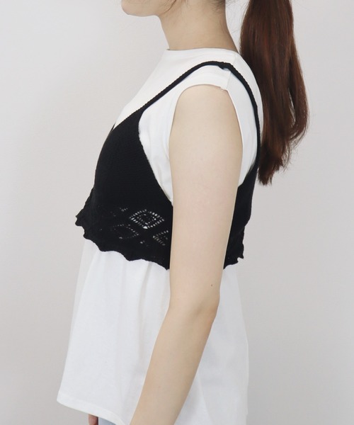 Reurie'（レウリィ）の「【先行販売】レースニットビスチェ／lace knit bustier　ベージュ　ブラック　夏　カジュアル（その他トップス・レディース・ブラック/ベージュ・FREE）」の21枚目の写真