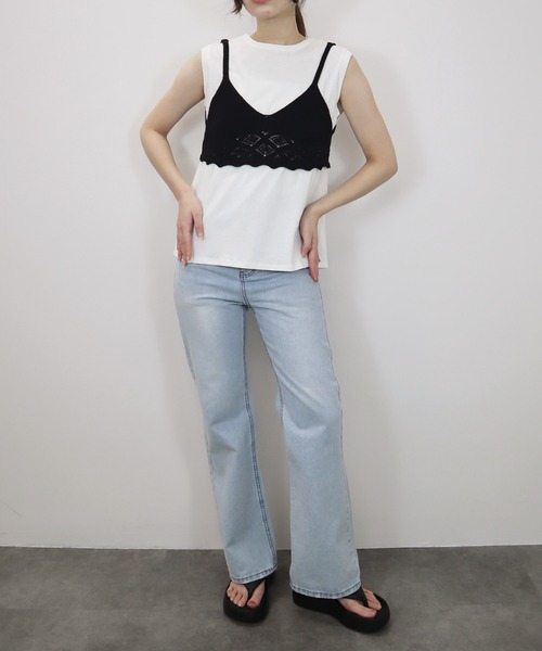 Reurie'（レウリィ）の「【先行販売】レースニットビスチェ／lace knit bustier　ベージュ　ブラック　夏　カジュアル（その他トップス・レディース・ブラック/ベージュ・FREE）」の20枚目の写真