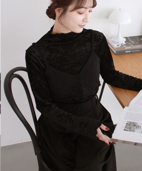 Reurie'（レウリィ）の「【先行販売】レースニットビスチェ／lace knit bustier　ベージュ　ブラック　夏　カジュアル（その他トップス・レディース・ブラック/ベージュ・FREE）」の11枚目の写真