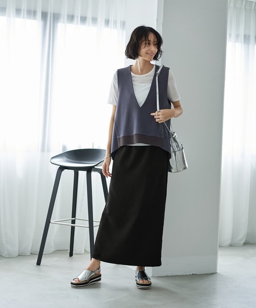 STYLE DELI（スタイルデリ）の「ストレッチメッシュ半袖トップス（Tシャツ/カットソー・レディース・ブラック/ホワイト・MEDIUM）」の11枚目の写真
