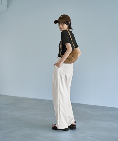STYLE DELI（スタイルデリ）の「ストレッチメッシュ半袖トップス（Tシャツ/カットソー・レディース・ブラック/ホワイト・MEDIUM）」の5枚目の写真