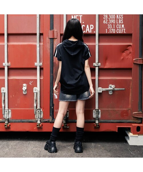 algy(アルジー)の「フレンチスリーブゲームフーディー(Tシャツ/カットソー・キッズ・グレー/オフホワイト/ブラック・XX-SMALL/X-SMALL/MEDIUM/SMALL)」の6枚目の写真