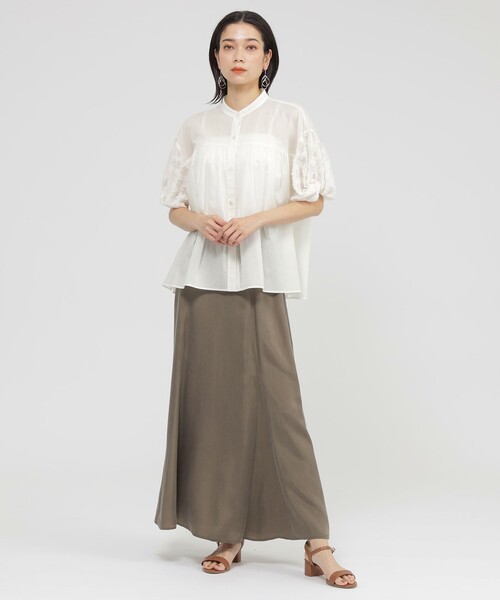 ブラウス シャツ 「SANYO Style EDITION掲載」「ウォッシャブル」タイルジャカードコンビブラウス レディース セール】【L】【SANYO Style EDITION掲載】【ウォッシャブル