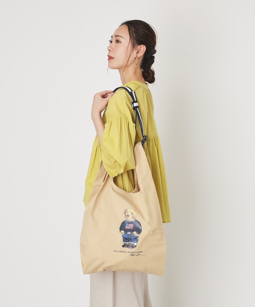 WEB限定】レイントートバッグ ショルダーベルト付き 'FLAG BEAR