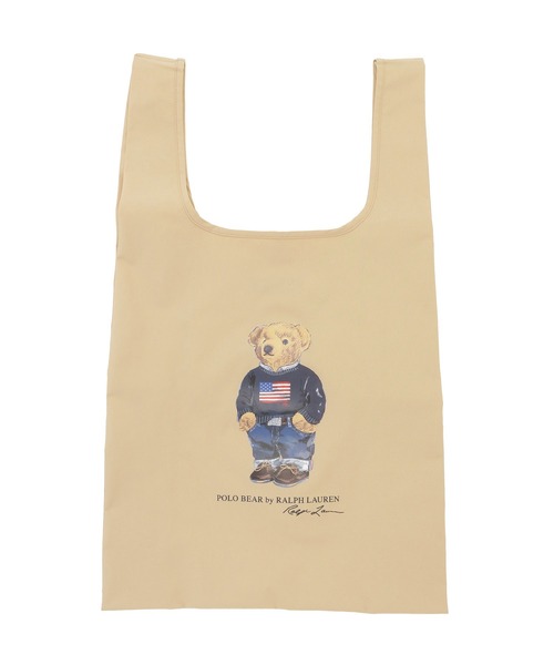 【新品タグ付き】POLOベア ラルフローレン トート アイボリー WEB限定】レイントートバッグ ショルダーベルト付き 'FLAG BEAR