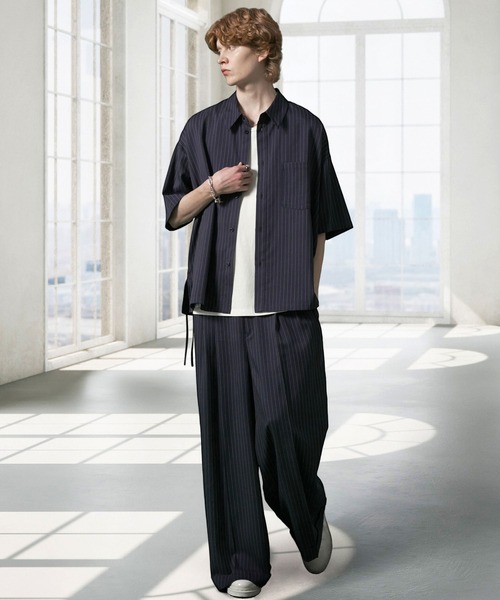 ピンストライプ2タックワイドバギースラックス（スラックス）｜ANEDIST