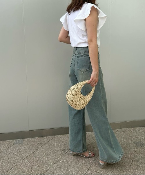 Belle Cie(ベルシー)の「ゆるカワ最旬シルエット バギー ワイドパンツ(デニムパンツ・レディース・ネイビー/サックスブルー・S/M/L)」の10枚目の写真