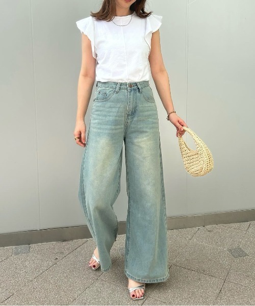 Belle Cie(ベルシー)の「ゆるカワ最旬シルエット バギー ワイドパンツ(デニムパンツ・レディース・ネイビー/サックスブルー・S/M/L)」の7枚目の写真