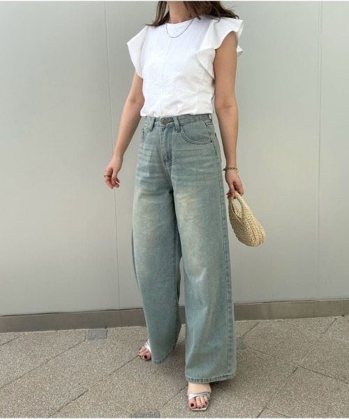 Belle Cie(ベルシー)の「ゆるカワ最旬シルエット バギー ワイドパンツ(デニムパンツ・レディース・ネイビー/サックスブルー・S/M/L)」の11枚目の写真