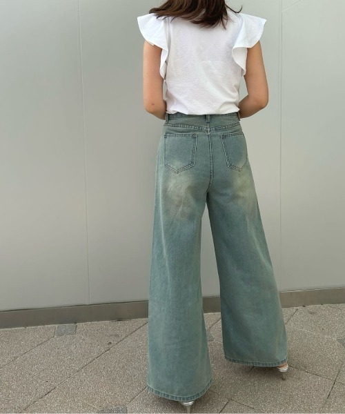 Belle Cie(ベルシー)の「ゆるカワ最旬シルエット バギー ワイドパンツ(デニムパンツ・レディース・ネイビー/サックスブルー・S/M/L)」の8枚目の写真