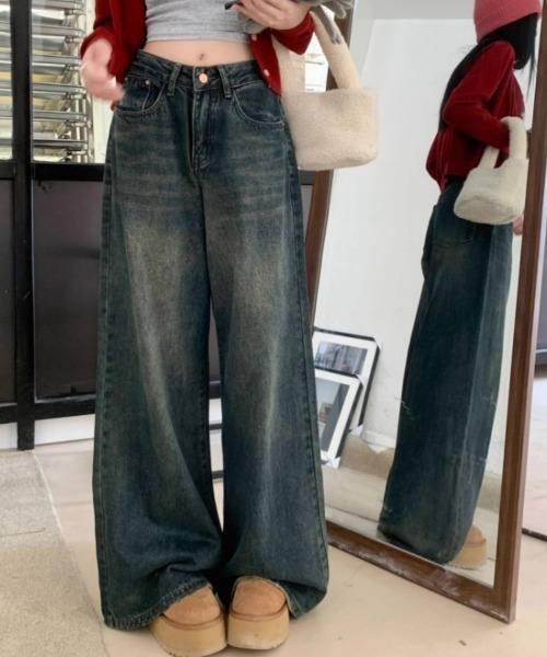 Belle Cie(ベルシー)の「ゆるカワ最旬シルエット バギー ワイドパンツ(デニムパンツ・レディース・ネイビー/サックスブルー・S/M/L)」の4枚目の写真