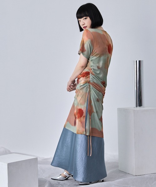 セール】ニュアンス柄シアーワンピース（ペチワンピースセット