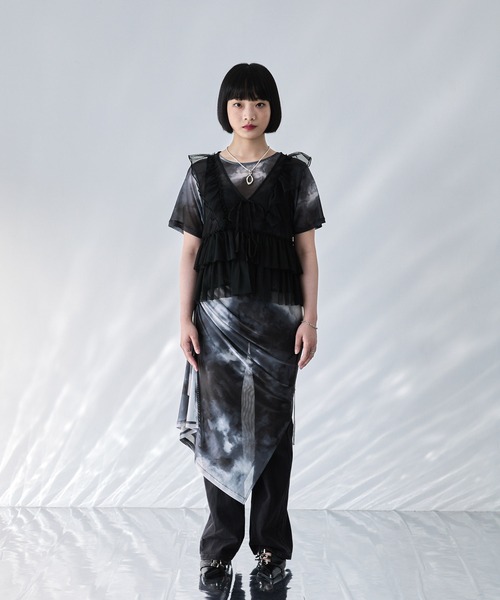 &エルシー アンドエルシー &ellcy シアー和柄ワンピース サイズM &エルシー アンドエルシー &ellcy シアー和柄ワンピース サイズM