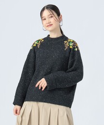 Sandro - ❤️Sandro22 新作新品　グレー　花柄ニット セーター　2色オシャレ　上品 楽天市場】ニット レディース トップス 長袖 クルーネック