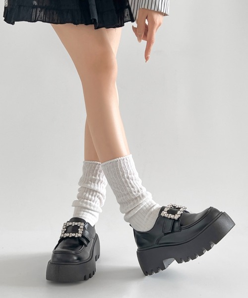 Shoes in Closet(シューズインクローゼット)の「軽量厚底 凹凸ソール 2WAY ビジューバックル ローファー 573(ローファー・レディース・ブラック/ダークブラウン・L/M/LL/S)」の17枚目の写真