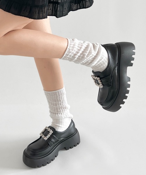 Shoes in Closet(シューズインクローゼット)の「軽量厚底 凹凸ソール 2WAY ビジューバックル ローファー 573(ローファー・レディース・ブラック/ダークブラウン・L/M/LL/S)」の18枚目の写真