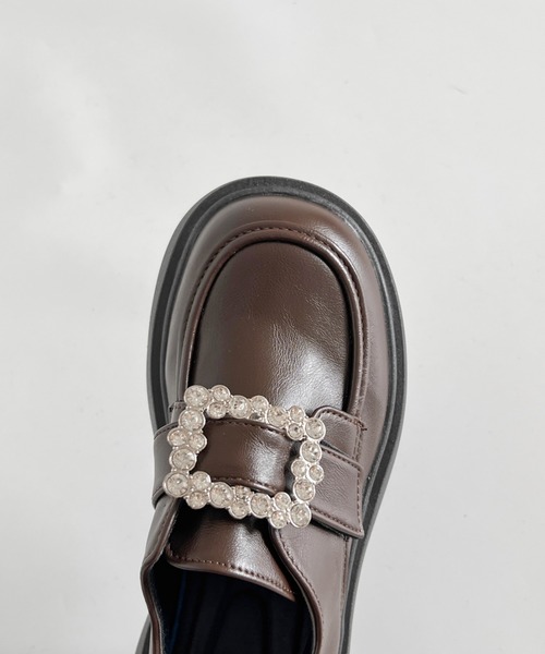 Shoes in Closet(シューズインクローゼット)の「軽量厚底 凹凸ソール 2WAY ビジューバックル ローファー 573(ローファー・レディース・ブラック/ダークブラウン・L/M/LL/S)」の12枚目の写真