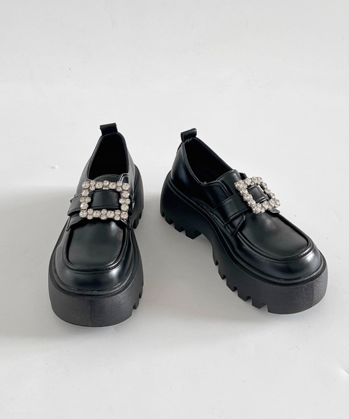 Shoes in Closet(シューズインクローゼット)の「軽量厚底 凹凸ソール 2WAY ビジューバックル ローファー 573(ローファー・レディース・ブラック/ダークブラウン・L/M/LL/S)」の6枚目の写真