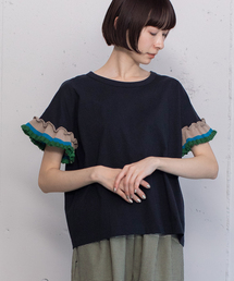 ニットフリル袖Tシャツ