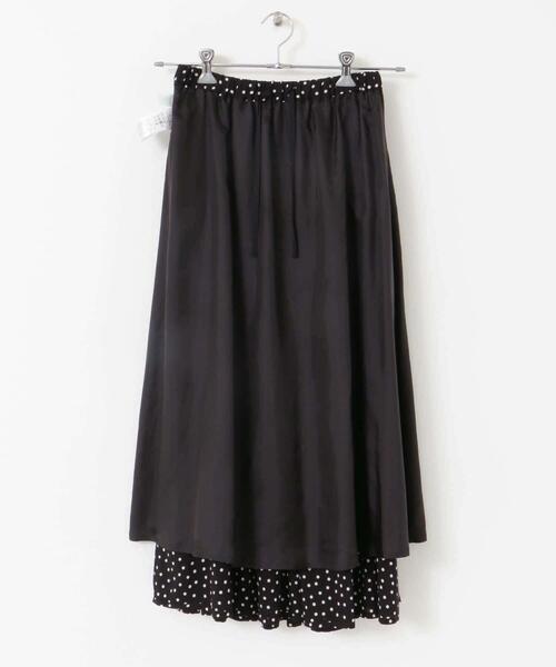 24ss かぐれ ドットギャザースカート ロングスカート 黒 ウエストゴム　近年 ドットギャザースカート（スカート）｜かぐれ（カグレ）の