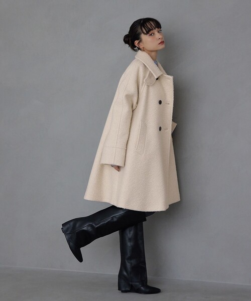 EMMEL REFINES（エメルリファインズ）の「＜EMMEL REFINES＞EM Aライン ミディアム コート（ステンカラーコート・レディース・オフホワイト/ネイビー・S/M）」の16枚目の写真