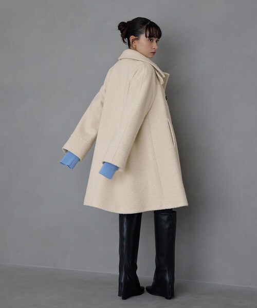 EMMEL REFINES（エメルリファインズ）の「＜EMMEL REFINES＞EM Aライン ミディアム コート（ステンカラーコート・レディース・オフホワイト/ネイビー・S/M）」の18枚目の写真
