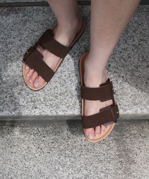 Scrap Book（スクラップブック）の「【PLAKTON】2ストラップ　スライドサンダル（サンダル・レディース・グレー/ブラウン・37/38/36）」の5枚目の写真