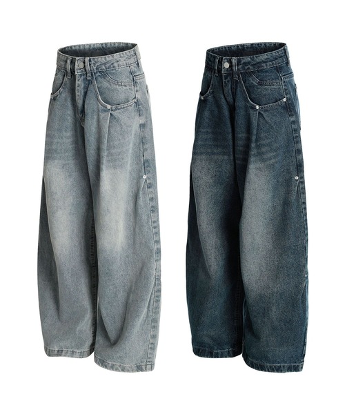 HOOK(フック)の「ルーズバルーンシルエットデニムパンツ(デニムパンツ・メンズ・ライトブルー/ネイビー・LARGE/SMALL/MEDIUM)」の6枚目の写真