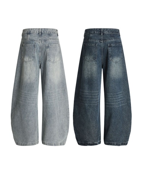 HOOK(フック)の「ルーズバルーンシルエットデニムパンツ(デニムパンツ・メンズ・ライトブルー/ネイビー・LARGE/SMALL/MEDIUM)」の4枚目の写真