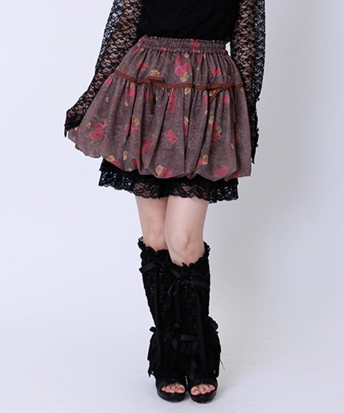 axes femme（アクシーズファム）の「ブーケレースバルーンミニスカート（スカート・レディース・ブラウン/クリーム・FREE）」の2枚目の写真