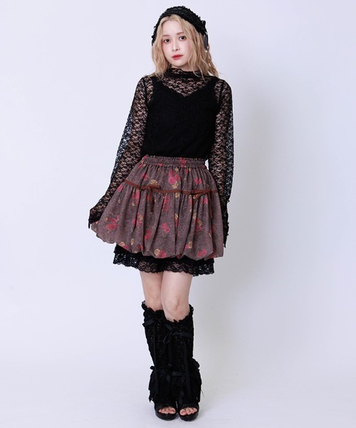 axes femme（アクシーズファム）の「ブーケレースバルーンミニスカート（スカート・レディース・ブラウン/クリーム・FREE）」の5枚目の写真