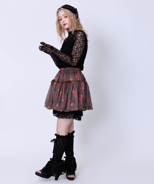 axes femme（アクシーズファム）の「ブーケレースバルーンミニスカート（スカート・レディース・ブラウン/クリーム・FREE）」の6枚目の写真