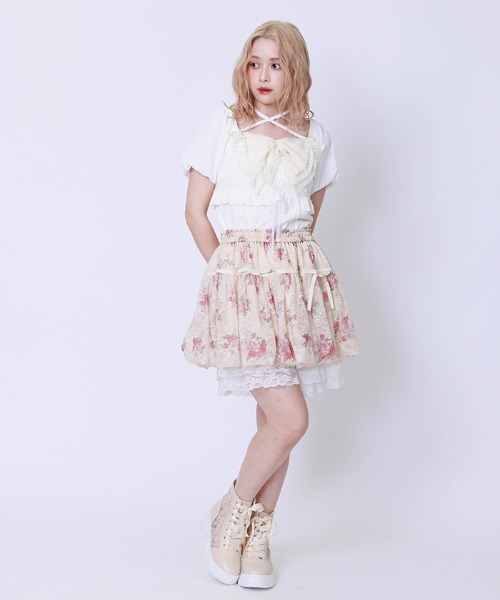 axes femme（アクシーズファム）の「ブーケレースバルーンミニスカート（スカート・レディース・ブラウン/クリーム・FREE）」の8枚目の写真