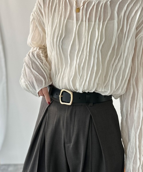 classicalelf（クラシカルエルフ）の「コーデにひとさじ、高級感。牛床革アソートバックルレザーベルト（ベルト・レディース・ブラック系2/ブラック系1/ダークブラウン系2/ダークブラウン系1/ブラック系3/ブラック系4・ONE SIZE）」の10枚目の写真