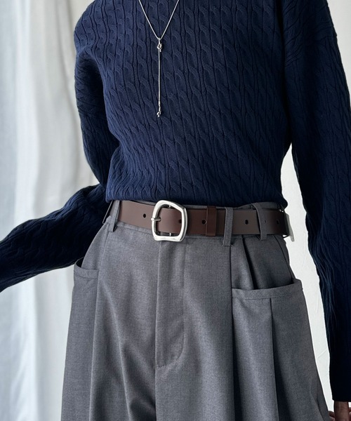 classicalelf（クラシカルエルフ）の「コーデにひとさじ、高級感。牛床革アソートバックルレザーベルト（ベルト・レディース・ブラック系2/ブラック系1/ダークブラウン系2/ダークブラウン系1/ブラック系3/ブラック系4・ONE SIZE）」の17枚目の写真