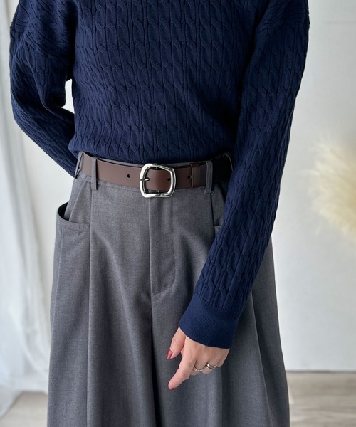 classicalelf（クラシカルエルフ）の「コーデにひとさじ、高級感。牛床革アソートバックルレザーベルト（ベルト・レディース・ブラック系2/ブラック系1/ダークブラウン系2/ダークブラウン系1/ブラック系3/ブラック系4・ONE SIZE）」の18枚目の写真