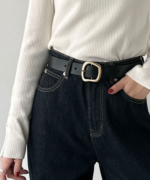 classicalelf（クラシカルエルフ）の「コーデにひとさじ、高級感。牛床革アソートバックルレザーベルト（ベルト・レディース・ブラック系2/ブラック系1/ダークブラウン系2/ダークブラウン系1/ブラック系3/ブラック系4・ONE SIZE）」の8枚目の写真