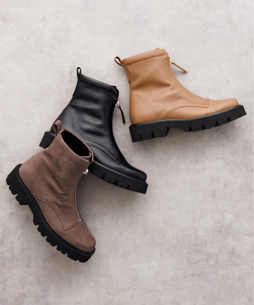 HIMIKO（ヒミコ）の「【HIMIKO】【撥水】フロントジップブーツ/651409（ブーツ・レディース・ブラウン/ブラック/グレー・21.5cm/23.0cm/25.5cm/22.0cm/22.5cm/23.5cm/24.0cm/24.5cm/25.0cm/26.0cm/26.5cm）」の4枚目の写真