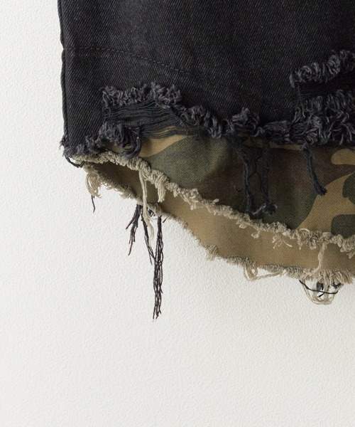 Theater code(シアターコード)の「Damaged Camouflage Denim Jacket/ダメージ迷彩デニムジャケット 秋 秋服メンズ 2026年秋冬(デニムジャケット・メンズ・ブラック系1/ブルー系1・M/L)」の20枚目の写真