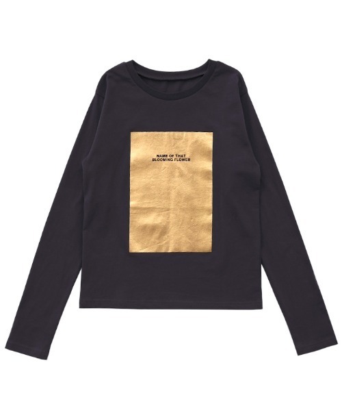 select MOCA（セレクトモカ）の「箔プリントロングTシャツ（Tシャツ/カットソー・レディース・ホワイト×ゴールド/ホワイト×シルバー/ブラック×ゴールド/ブラック×シルバー・FREE）」の18枚目の写真