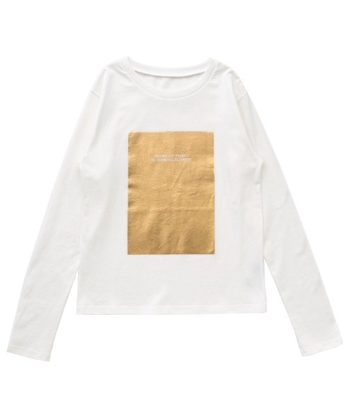 select MOCA（セレクトモカ）の「箔プリントロングTシャツ（Tシャツ/カットソー・レディース・ホワイト×ゴールド/ホワイト×シルバー/ブラック×ゴールド/ブラック×シルバー・FREE）」の20枚目の写真