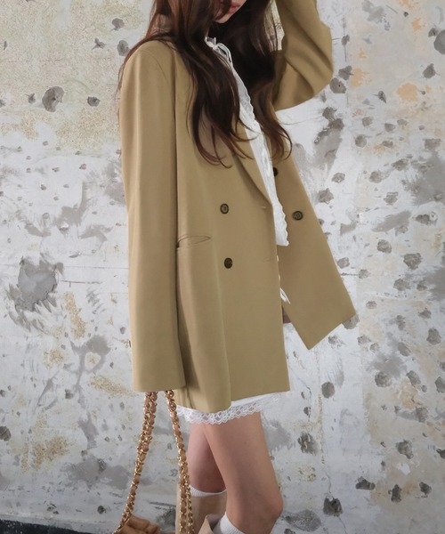 セール】【肩パット入り】バックデザインオーバーサイズジャケット[高