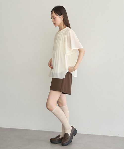 earth music&ecology(アースミュージックアンドエコロジー)の「マジョリカプリーツ半袖ブラウス(シャツ/ブラウス・レディース・ブラック系その他/アイボリー/ベージュ系その他3/ブラック・FREE)」の10枚目の写真