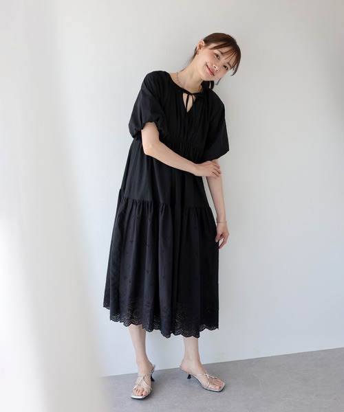 BLUEEAST(ブルーイースト)の「バルーン袖コットンレースワンピース(ワンピース・レディース・ベージュ/ホワイト/ブラック・MEDIUM)」の15枚目の写真
